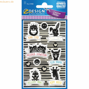 10 x Z-Design Creative Papier-Sticker Coole Tiere 11 Stück bunt 1 Boge