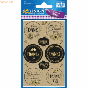 10 x Z-Design Creative Papier-Sticker Naturlook -Danke- 13 Motive brau