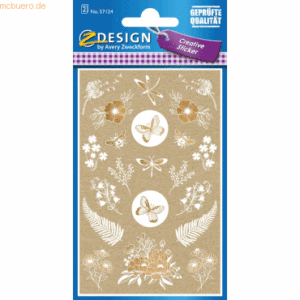 10 x Z-Design Creative Papier-Sticker Naturlook -Blumen & Insekten- br