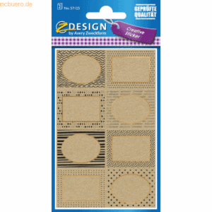 10 x Z-Design Creative Papier-Sticker Naturlook -Muster- 8 Motive brau