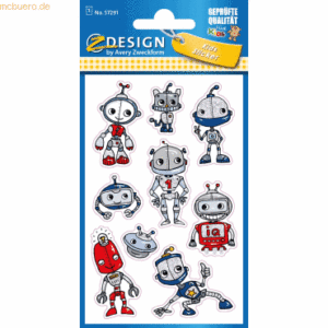 10 x Avery Zweckform Glitter Stickers Roboter 9 Motive bunt 9 Stück
