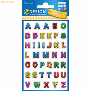 Avery Zweckform Glitter Stickers Buchstaben 40 Motive bunt 40 Stück