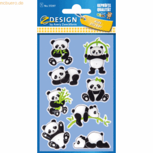 10 x Avery Zweckform Glossy Sticker Panda 8 Stück bunt 1 Bogen