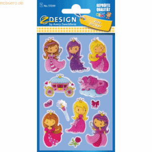 10 x Avery Zweckform Glossy Sticker Prinzessin 12 Stück bunt 1 Bogen