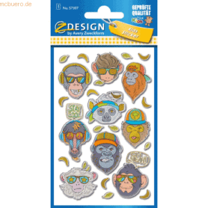 10 x Z-Design Puffy Sticker Affe mit 3D Effekt 23 Motive bunt