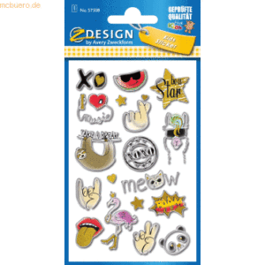 10 x Z-Design Puffy Sticker -Trend Icons- mit 3D Effekt 15 Motive bunt