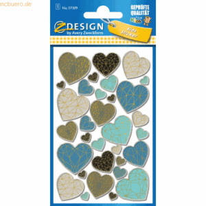 10 x Z-Design Puffy Sticker Herzen mit 3D Effekt 32 Motive bunt