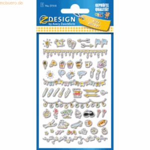 10 x Z-Design Puffy Sticker -Bullet Journal Icons- mit 3D Effekt 53 Mo