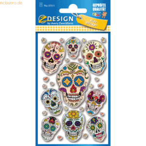 10 x Z-Design Puffy Sticker Totenköpfe mit 3D Effekt 27 Motive bunt