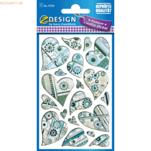 10 x Z-Design Sticker 76x120mm Effektfolie 1 Bogen Motiv Herzen türkis