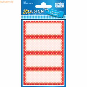 10 x Z-Design Haushaltsetikett 76x120mm Papier 3 Bogen rot weiß Punkte