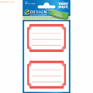 10 x Z-Design Buchetikett Papier 76x120mm 6 Bogen Motiv Rahmen rot 12