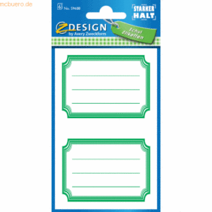 Z-Design Buchetikett Papier 76x120mm 6 Bogen Motiv Rahmen grün 12 Stüc