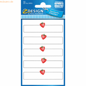 10 x Z-Design Einmachetiketten -Erdbeeren- rechteckig weiß/schwarz/rot
