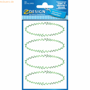 10 x Z-Design Einmachetiketten Ranke rechteckig weiß/grün VE=8 Stück
