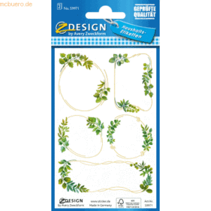 10 x Z-Design Haushalts-Etiketten Papier Blätterranken grün weiß gold