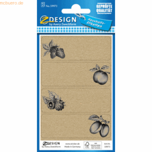 10 x Z-Design Haushalts-Etiketten Papier Erdbeere Himbeere .. braun sc