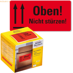 Avery Zweckform Warnetiketten Oben! Nicht stürzen! 100x50mm neon rot V