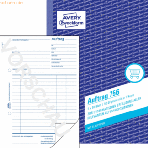 Avery Zweckform Formularbuch Auftrag A5 selbstdurchschreibend 2x50 Bla