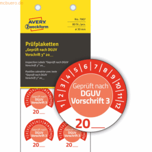 Avery Zweckform Prüfplaketten 'DGUV Vorschrift 3' 20__ Vinyl 30mm 10 B