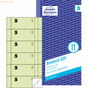 Avery Zweckform Bonbuch Kompaktblock mit Kellner-Nr. 2x50 Blatt