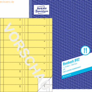 Avery Zweckform Bonbuch A4 fortlaufend nummeriert 2x50 Blatt