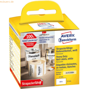 Avery Zweckform Rollenetiketten Folie strapazierfähig 57x32 mm weiß VE