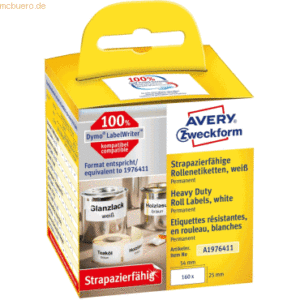 Avery Zweckform Rollenetiketten Folie strapazierfähig 25x54 mm weiß VE