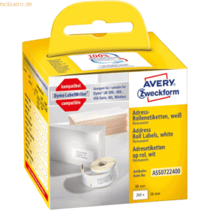 Avery Zweckform Rollenetiketten Adressieren 89x36mm VE=260St