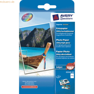 Avery Zweckform Inkjet-Fotopapier Superior A6 einseitig beschichtet ho
