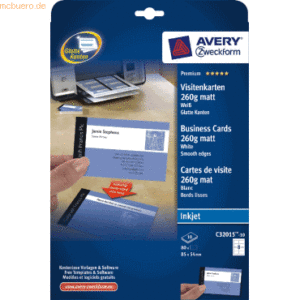 Avery Zweckform Visitenkarten Inkjet 85x54mm 260g/qm weiß matt VE=80 S