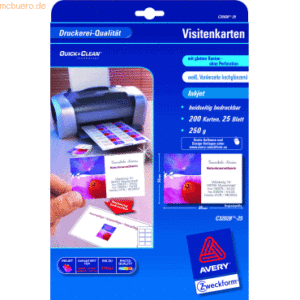 Avery Zweckform Visitenkarten Premium 85x54mm 240g/qm Inkjet beidseiti