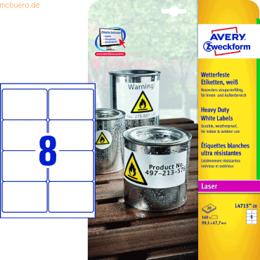 Avery Zweckform Folienetiketten wetterfest 99