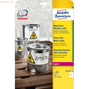 Avery Zweckform Etiketten wetterfest Polyester weiß 105x148mm VE=80 Et