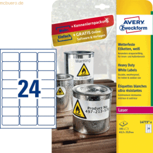 Avery Zweckform Etiketten wetterfest Polyester weiß 63