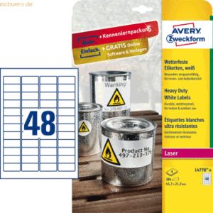 Avery Zweckform Etiketten wetterfest Polyester weiß 45