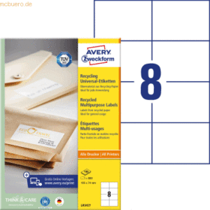 Avery Zweckform Universal-Etiketten RC A4 105x74mm 100 Bogen/800 Etike