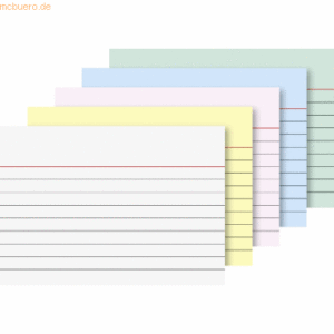 Brunnen Karteikarten A7 liniert farbig sortiert VE=200 Stück