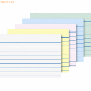 Brunnen Karteikartenn A8 liniert farbig sortiert VE=200 Stück