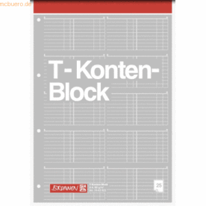 10 x Brunnen T-Konten-Block A4 80g/qm 25 Blatt