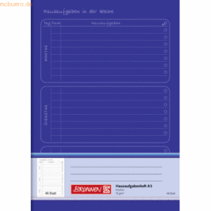 10 x Brunnen Hausaufgabenheft A5 48 Blatt blau