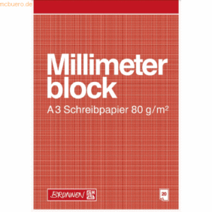 Brunnen Millimeterblock A3 80g/qm 20 Blatt rotbraun