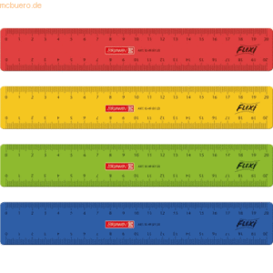 10 x Brunnen Flexillineal Kunststoff 20cm farbig sortiert