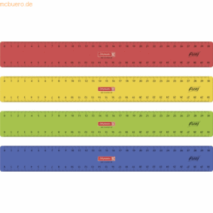 10 x Brunnen Flexillineal Kunststoff 30cm farbig sortiert