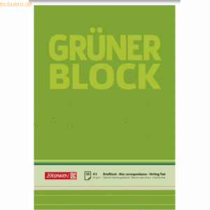 10 x Brunnen Briefblock Der grüne Block A5 60g/qm liniert 50 Blatt