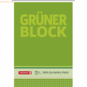 10 x Brunnen Briefblock Der grüne Block A5 60g/qm kariert 50 Blatt