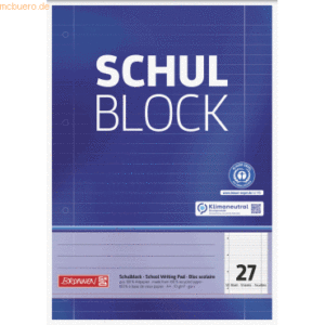 10 x Brunnen Schulblock A4 70g/qm 50 Blatt RC Lineatur 27 gelocht