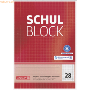 10 x Brunnen Schulblock A4 70g/qm 50 Blatt RC Lineatur 28 gelocht