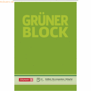 10 x Brunnen Briefblock Der grüne Block A4 60g/qm blanko 50 Blatt