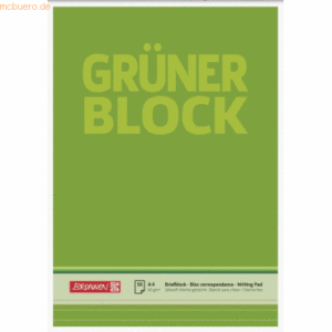 10 x Brunnen Briefblock Der grüne Block A4 60g/qm liniert 50 Blatt